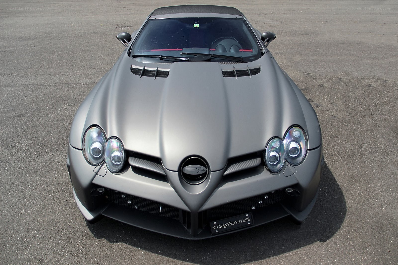 silver sports car front view