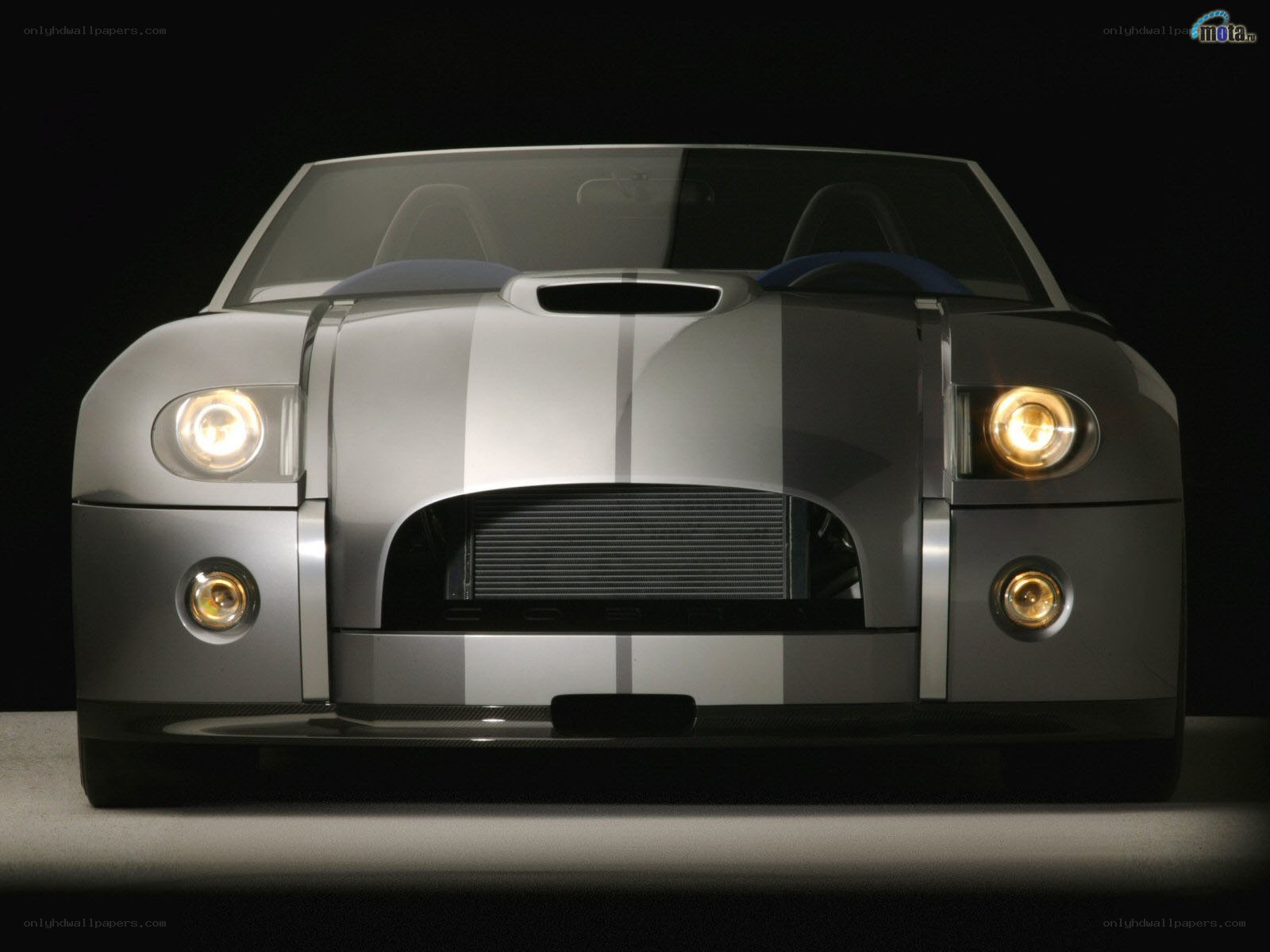 silver sports car front view