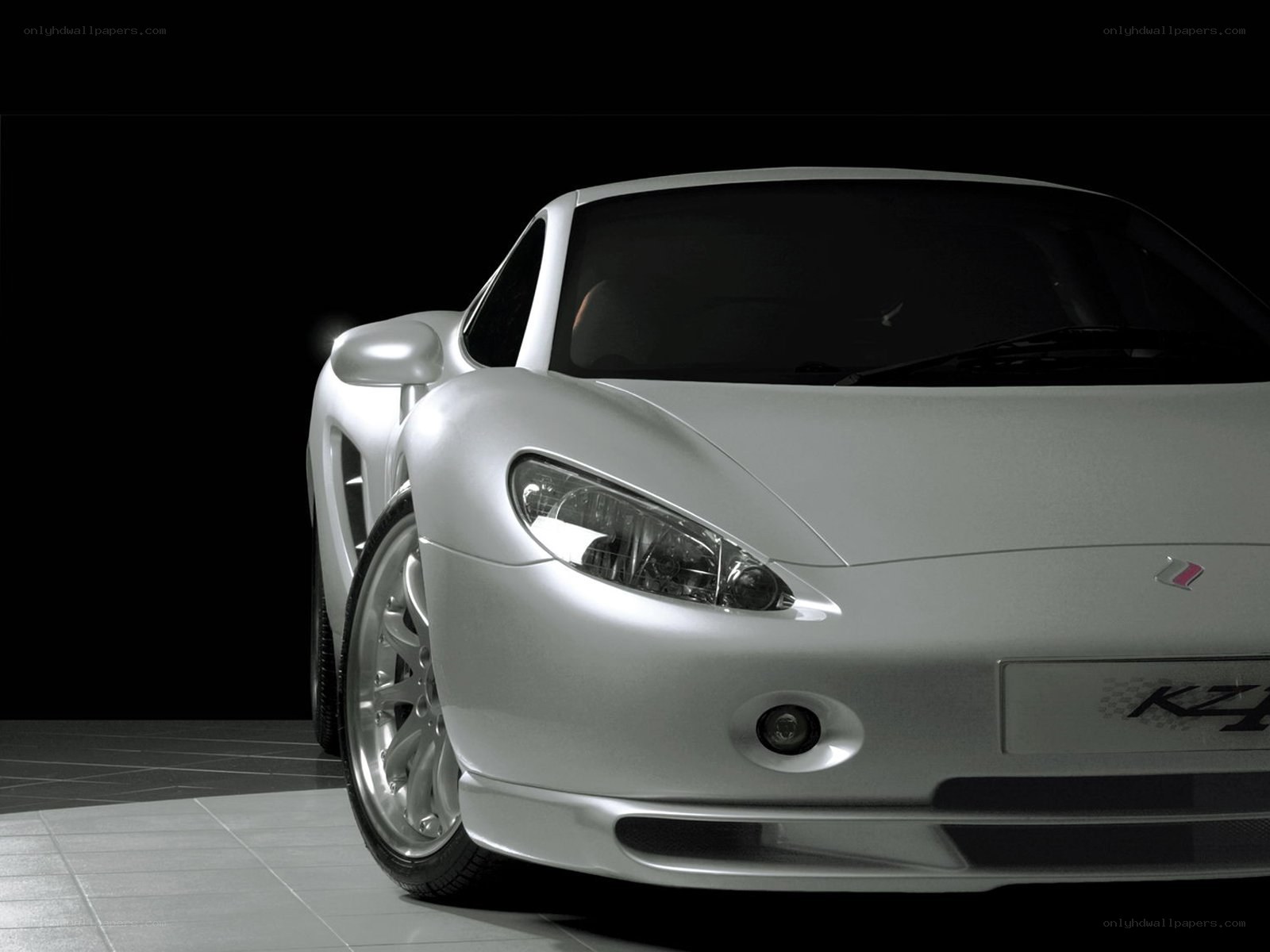 silver sports car front view