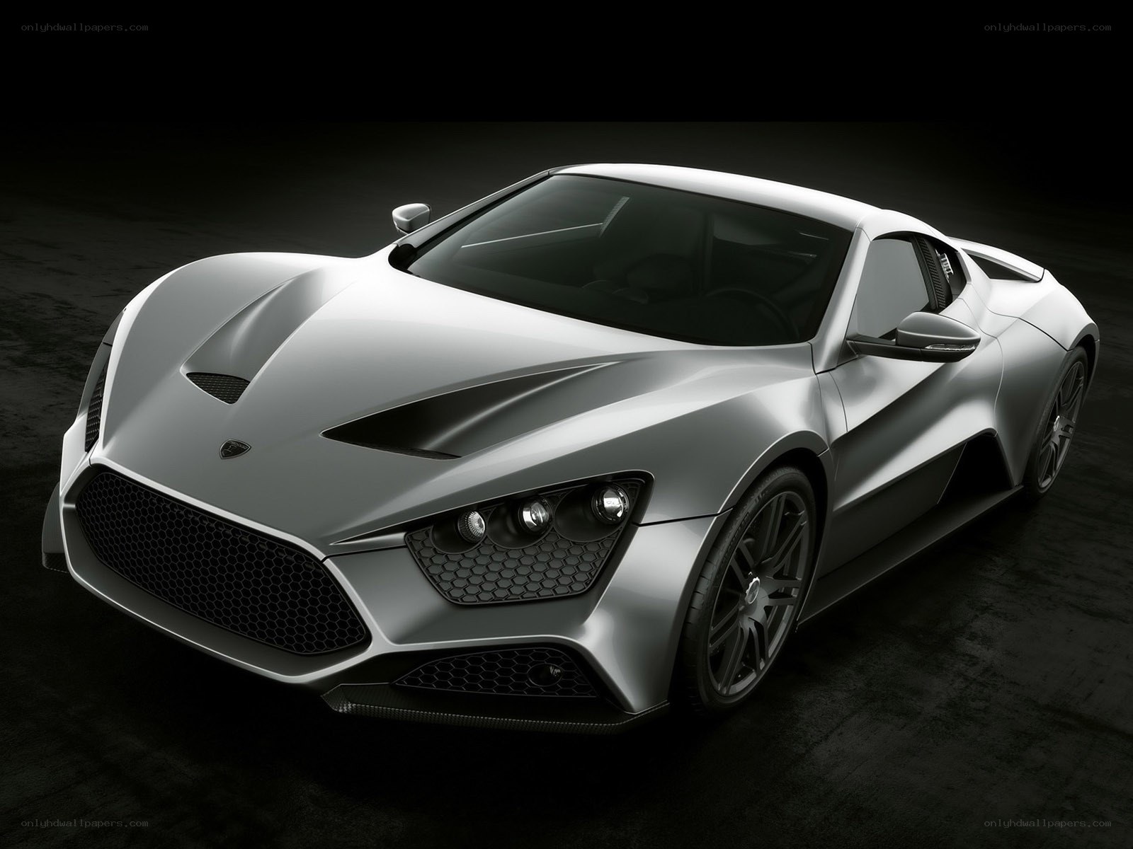 silver sports car front view