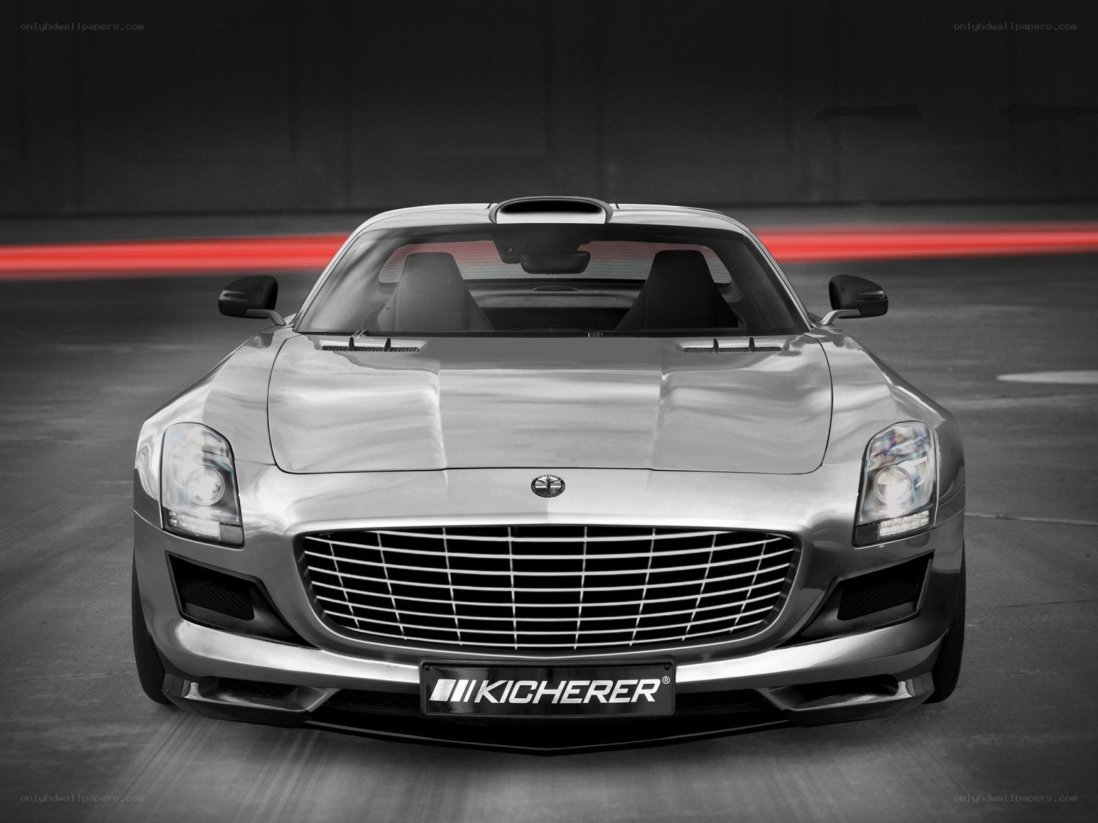silver sports car front view