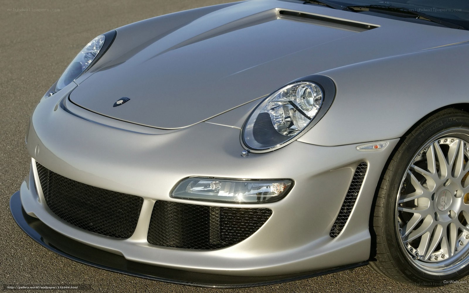 silver sports car front view
