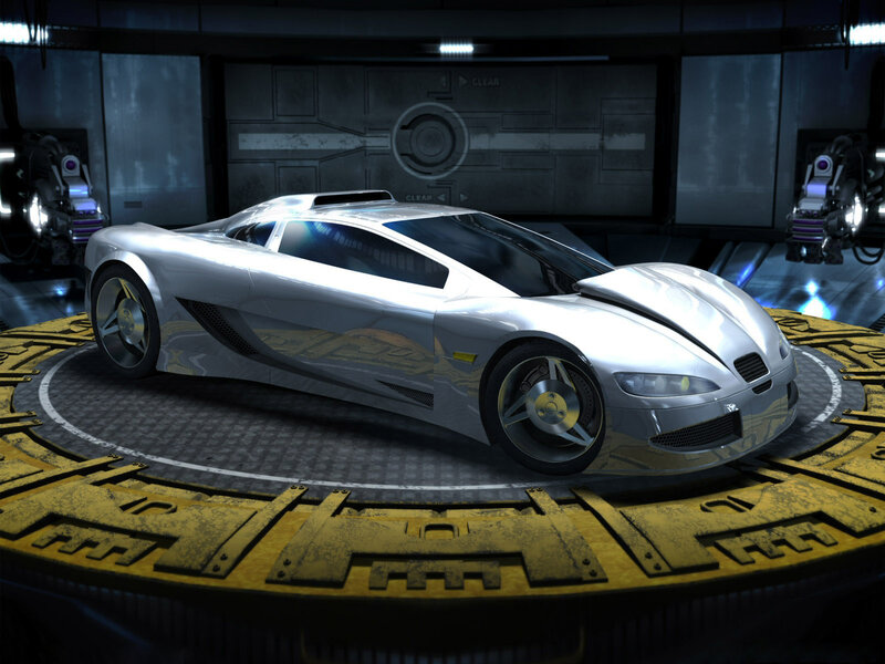 Silver Sports Car — Futuristic, 3d Render