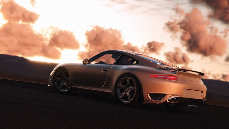 Silver Sports Car — Gold, Dramatic, Sunset, 3d Render