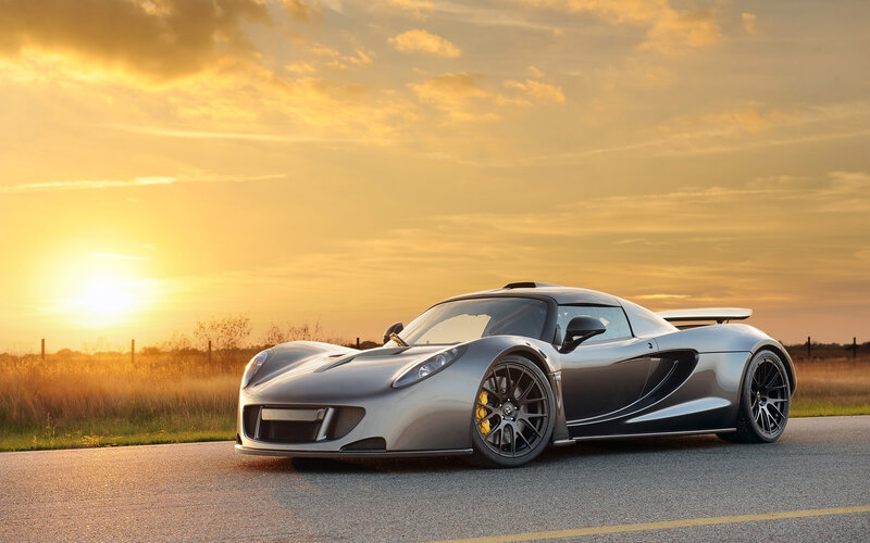Silver Sports Car — Gold, Dramatic, Sunset, Photograph