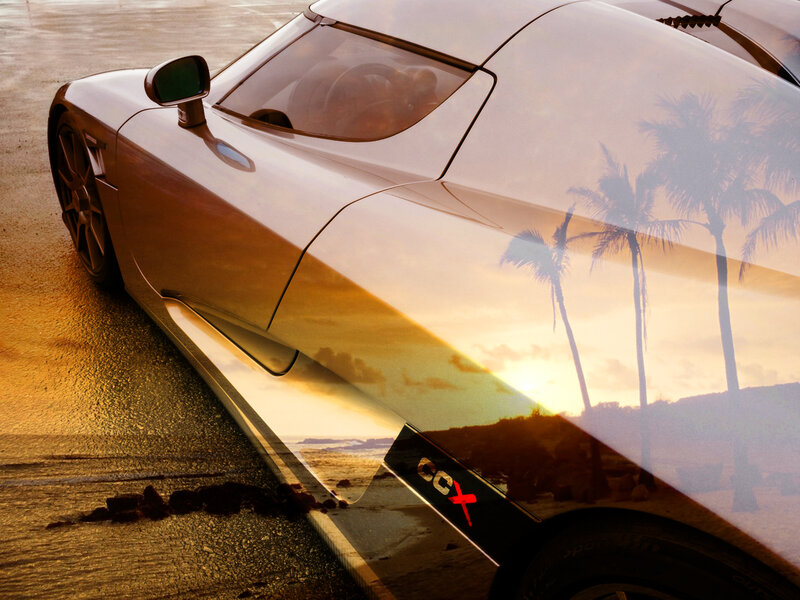 Silver Sports Car — Gold, Dramatic