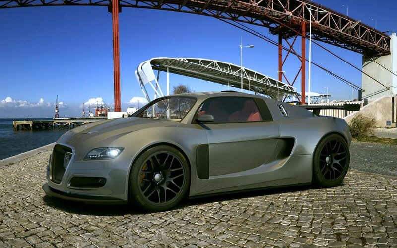Silver Sports Car — Gray, Calm, Afternoon, Photograph, Bridge