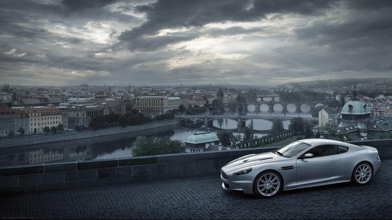 Silver Sports Car — Gray, Cityscape