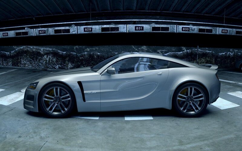 Silver Sports Car — Gray, Dark