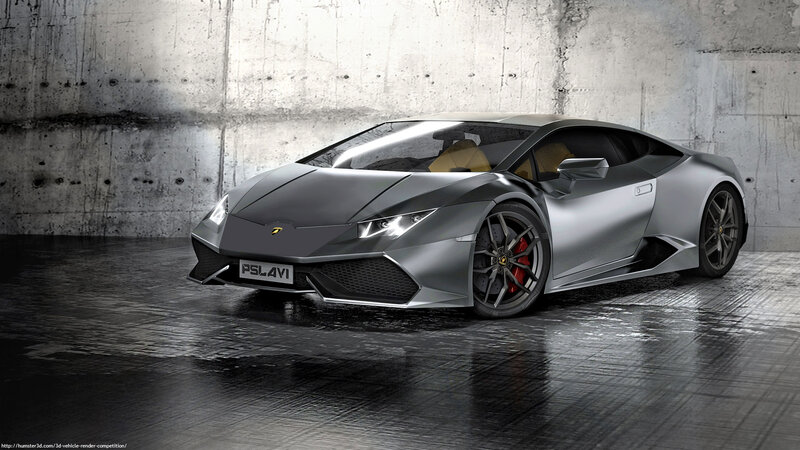 Silver Sports Car — Gray, Dramatic, 3d Render, Concrete Wall