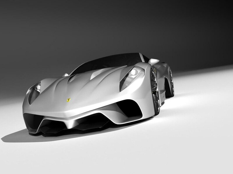 Silver Sports Car — Gray, Dramatic, 3d Render, Headlight, Wheel, Black
