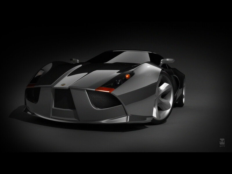 Silver Sports Car — Gray, Dramatic, 3d Render, Headlight, Wheel