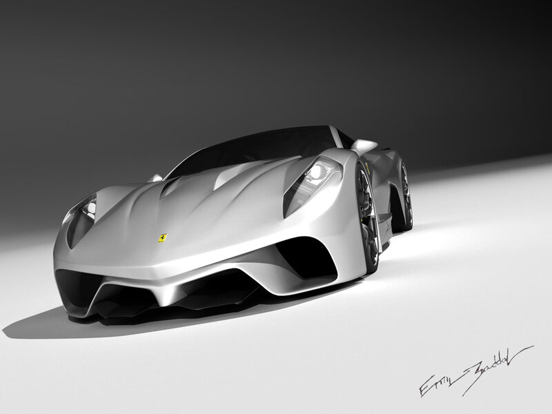 Silver Sports Car — Gray, Dramatic, 3d Render, Logo