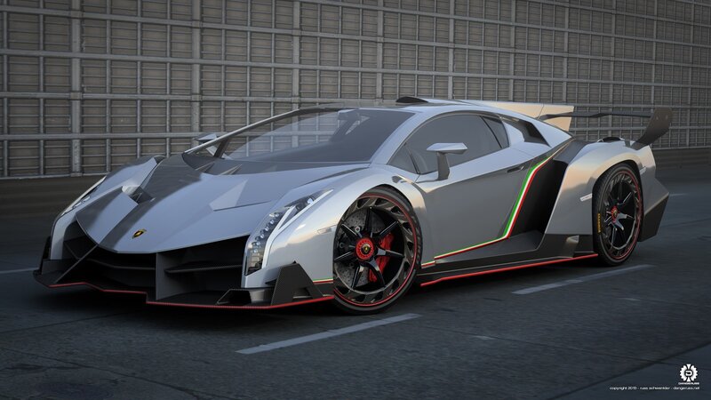 Silver Sports Car — Gray, Dramatic, 3d Render, Race Track, Tire, Wing