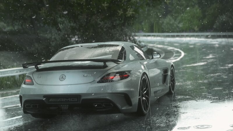 Silver Sports Car — Gray, Dramatic, 3d Render, Rain, Road