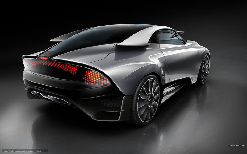 Silver Sports Car — Gray, Dramatic, 3d Render, Taillights, Wheels