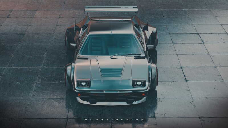 Silver Sports Car — Gray, Dramatic, 3d Render, Tarmac