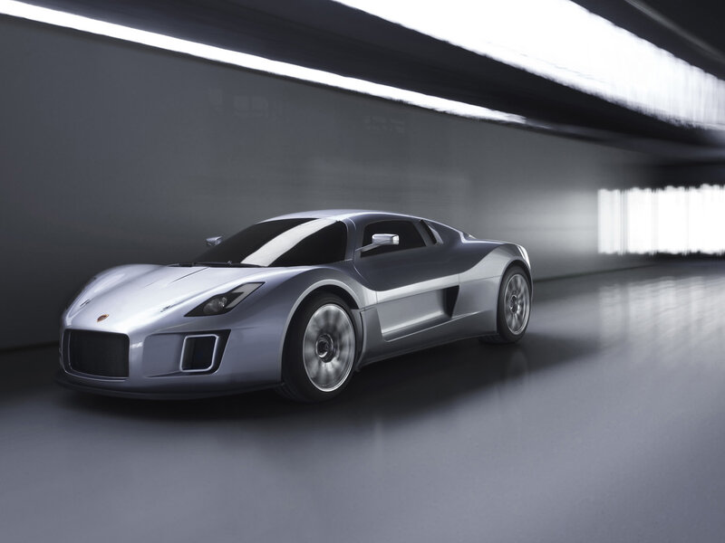 Silver Sports Car — Gray, Dramatic, 3d Render, Tunnel