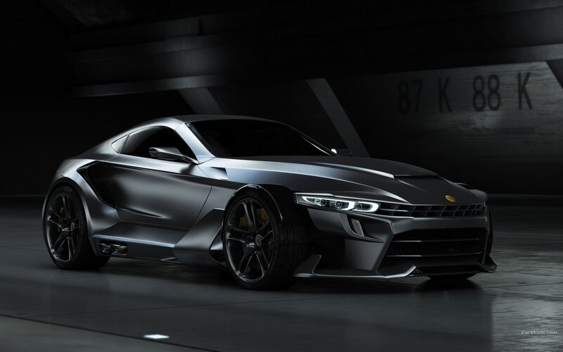 Silver Sports Car — Gray, Dramatic, 3d Render, Wall, Light