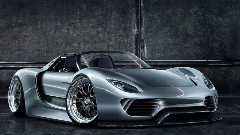Silver Sports Car — Gray, Dramatic, 3d Render, Wall
