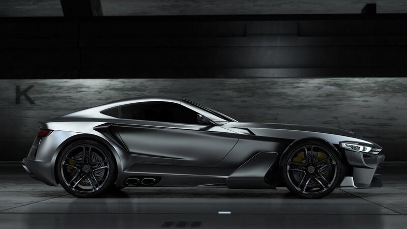 Silver Sports Car — Gray, Dramatic, 3d Render, Wheels, Exhaust, Black, K