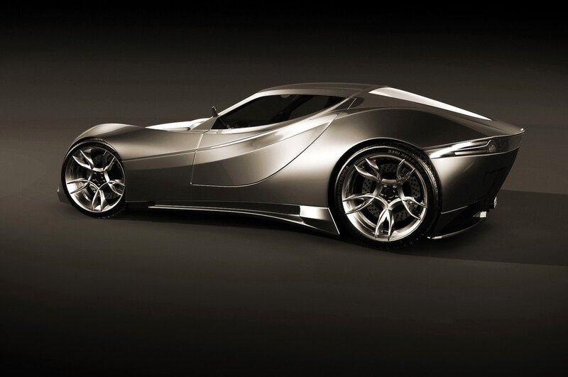 Silver Sports Car — Gray, Dramatic, 3d Render, Wheels, Studio