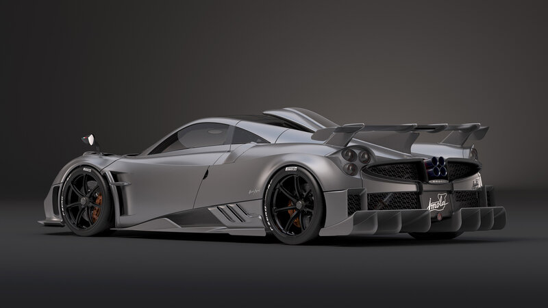 Silver Sports Car — Gray, Dramatic, 3d Render, Wings, Exhaust