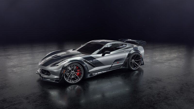 Silver Sports Car — Gray, Dramatic, 3d Render, Wings, Tires, Windows