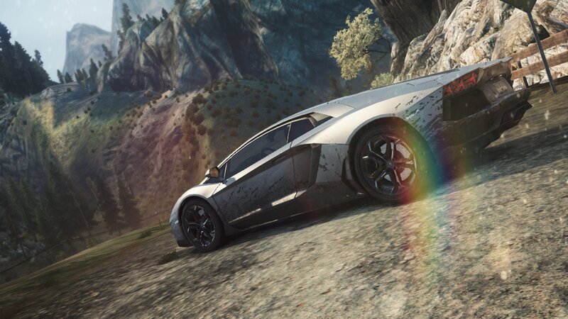 Silver Sports Car — Gray, Dramatic, Afternoon, 3d Render, Mountain