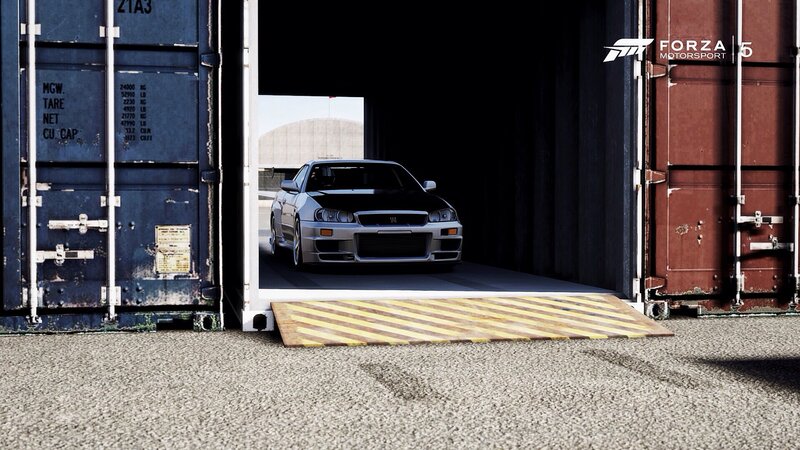 Silver Sports Car — Gray, Dramatic, Afternoon, 3d Render, Shipping Container