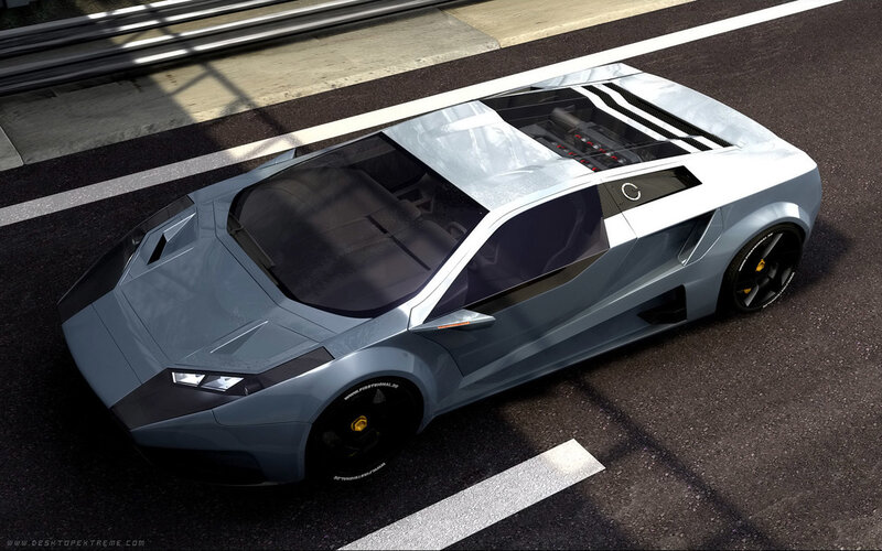 Silver Sports Car — Gray, Dramatic, Afternoon, 3d Render