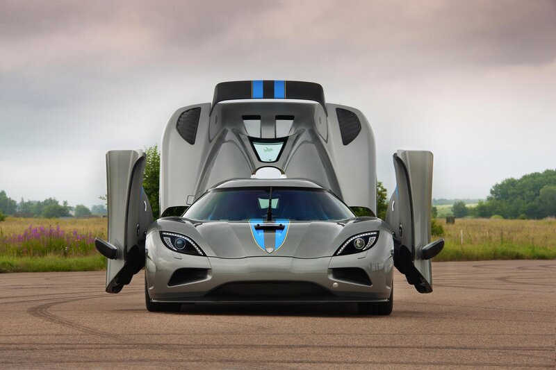 Silver Sports Car — Gray, Dramatic, Afternoon, Photograph, Open Doors, Field