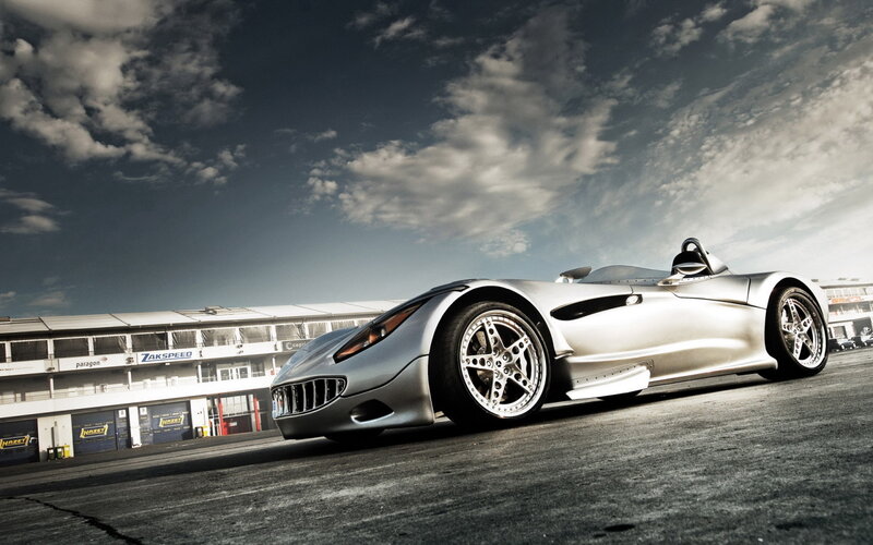 Silver Sports Car — Gray, Dramatic, Afternoon, Photograph, Race Track