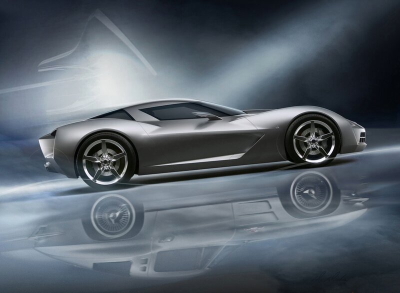 Silver Sports Car — Gray, Dramatic, Digital Art, Reflection