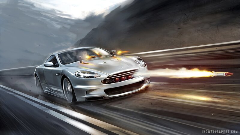 Silver Sports Car — Gray, Dramatic, Digital Art, Rocket Launcher