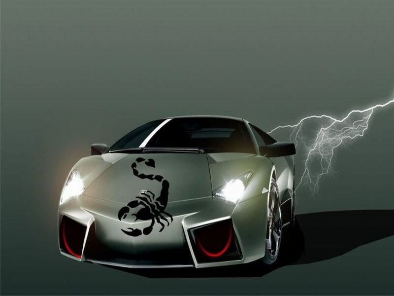 Silver Sports Car — Gray, Dramatic, Digital Art, Scorpion Decal