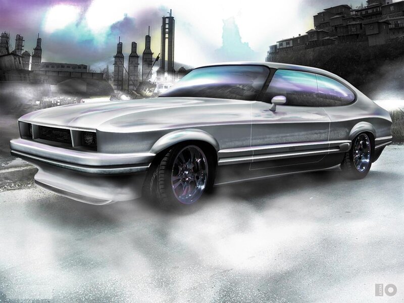 Silver Sports Car — Gray, Dramatic, Digital Art, Smoke