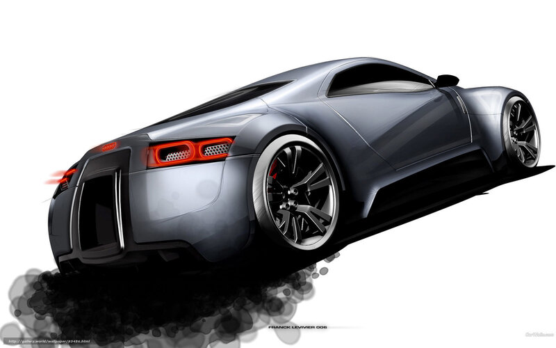 Silver Sports Car — Gray, Dramatic, Digital Art, Taillights