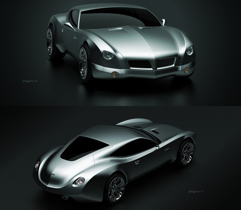 Silver Sports Car — Gray, Dramatic, Digital Art, Wheels, Headlights, Black