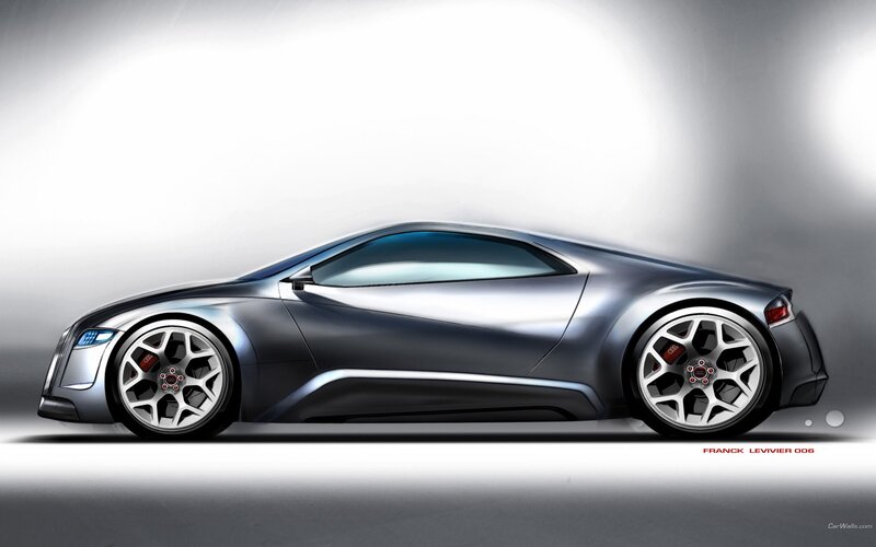 Silver Sports Car — Gray, Dramatic, Digital Art, Wheels, Windows, Headlights, Black