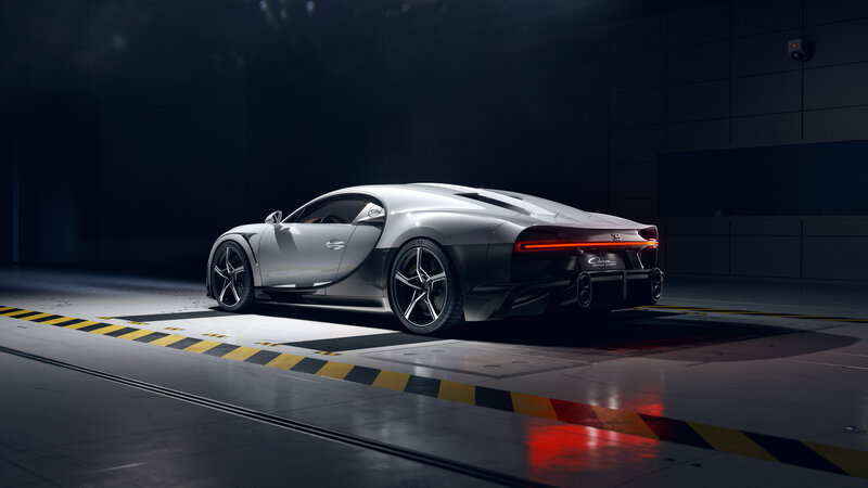 Silver Sports Car — Gray, Dramatic, Night, 3d Render, Floor Markings