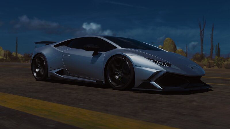 Silver Sports Car — Gray, Dramatic, Night, 3d Render, Road, Desert