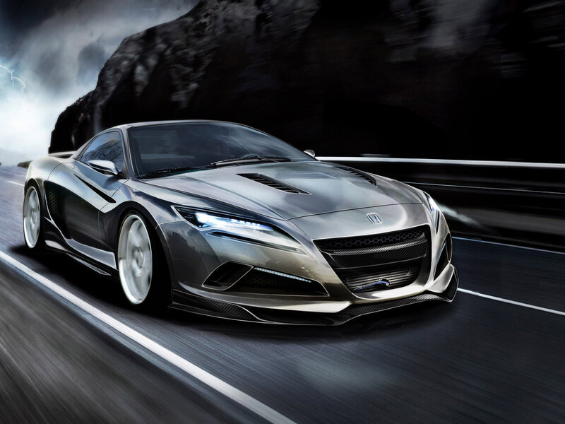 Silver Sports Car — Gray, Dramatic, Night, 3d Render, Road
