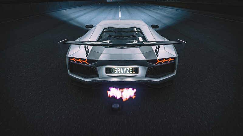 Silver Sports Car — Gray, Dramatic, Night, 3d Render, Tunnel, Flames