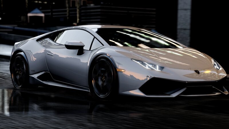 Silver Sports Car — Gray, Dramatic, Night, 3d Render, Wet Pavement