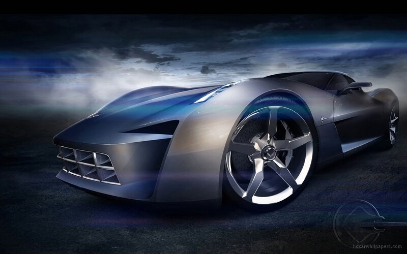Silver Sports Car — Gray, Dramatic, Night, Digital Art, Sky