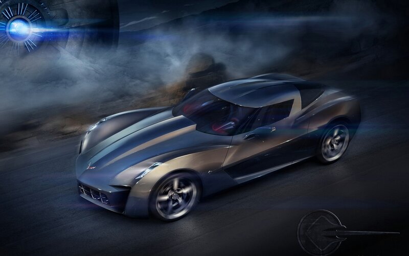 Silver Sports Car — Gray, Dramatic, Night, Digital Art, Smoke