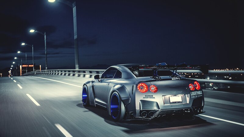 Silver Sports Car — Gray, Dramatic, Night, Photograph, Bridge, Streetlights