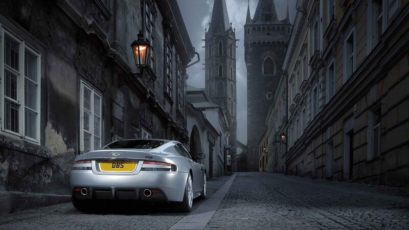 Silver Sports Car — Gray, Dramatic, Night, Photograph, Cobbled Street