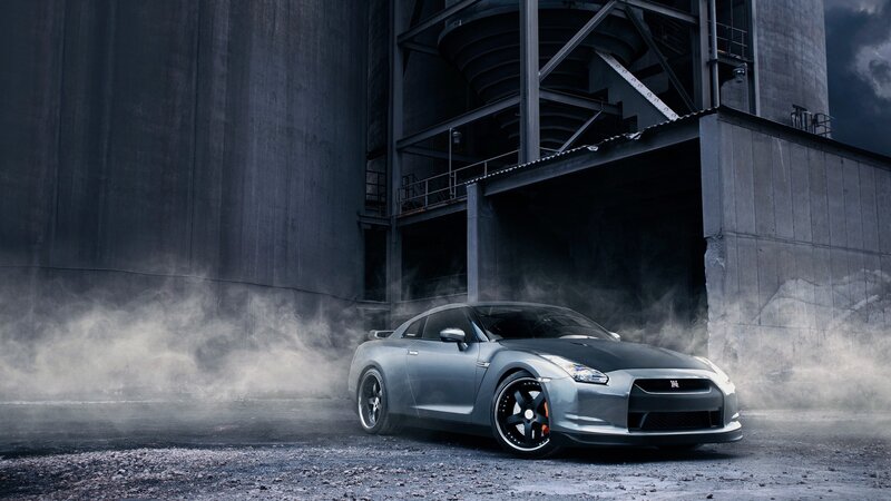 Silver Sports Car — Gray, Dramatic, Night, Photograph, Industrial Building